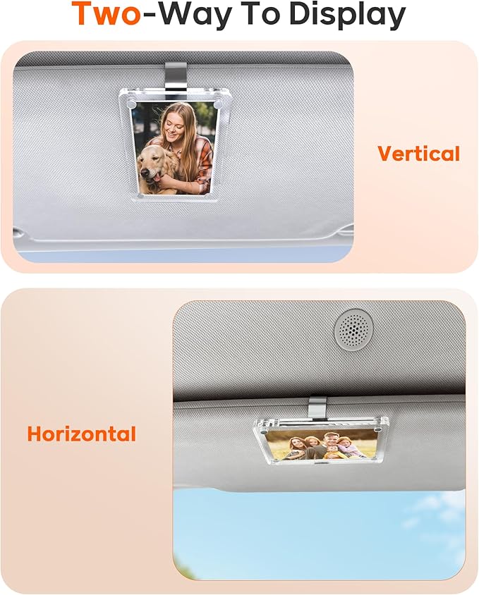 4 Pack Magnetic Car Picture Holder – 2.4"x3.5" Clear Acrylic Car Visor Photo Clip for Polaroid Go & Instax Mini, Versatile Car Picture Frame| Perfect Car Photo Holder Gift for Drivers