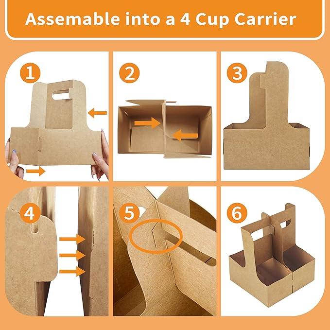 2 Cup Drink Carrier,8 Pack Coffee Cup Holders with Handle,Cardboard Cup Holders for Hot or Cold Drinks,Coffee Carrier with Ribbon and Card,Food Delivery Services and Bouquet(Green)