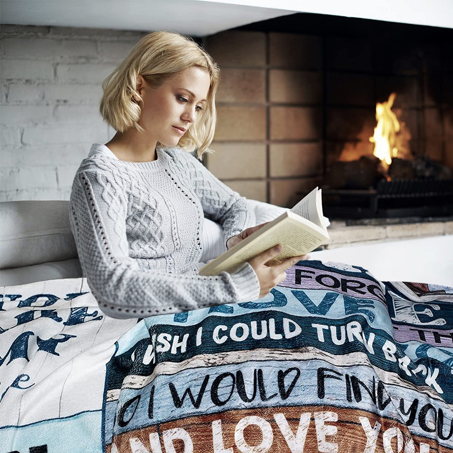 Anniversary Romantic Gift for Wife, Ultra-Soft Micro Fleece Sherpa Throw Blanket, Christmas Day Gifts for Her, Wife Birthday Gifts from Husband, for Bedding Sofa and Travel
