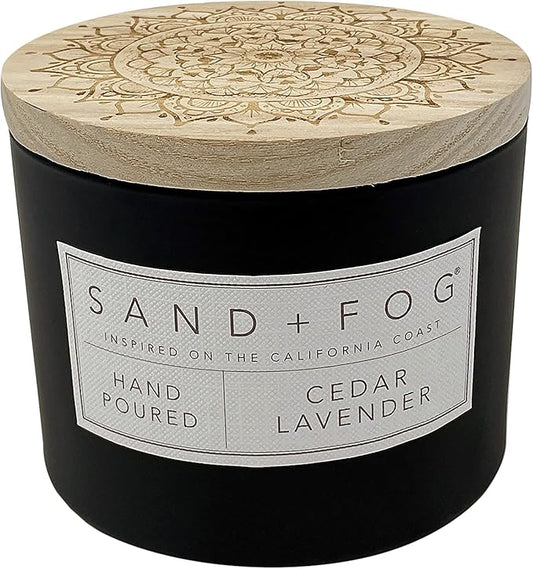 Sand + Fog Scented Candle - Cedar Lavender â Additional Scents and Sizes â 100% Cotton Lead-Free Wick - Luxury Air Freshening Jar Candles - Perfect Home Decor â 12oz