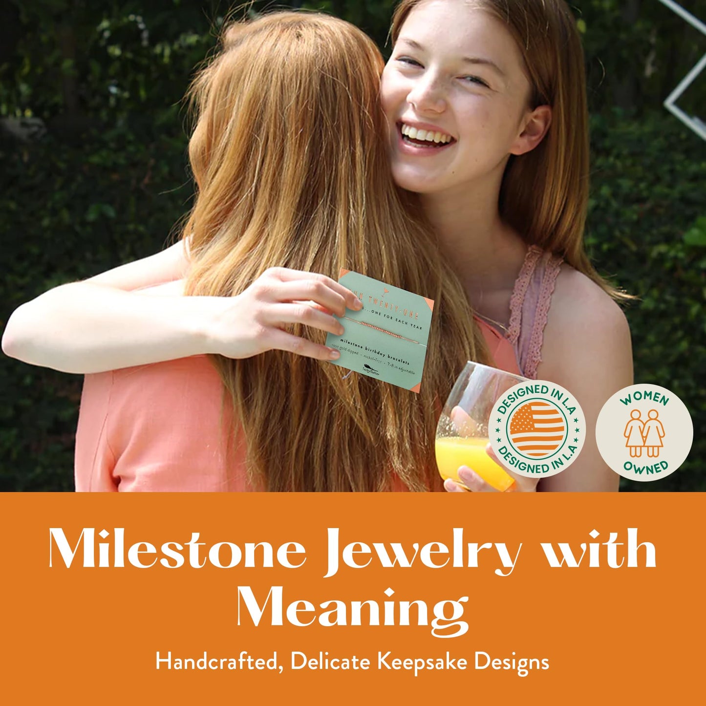 Lucky Feather 21st Birthday Gifts For Women - 14K Gold Dipped Beads Bracelet on Adjustable Cord, Birthday Gifts For Her, Women Turning 21