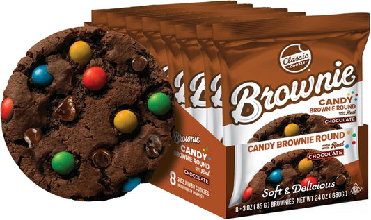 Classic Cookie, Soft Baked Brownie, Candy Brownie Round 3oz, 8 Count Pack
