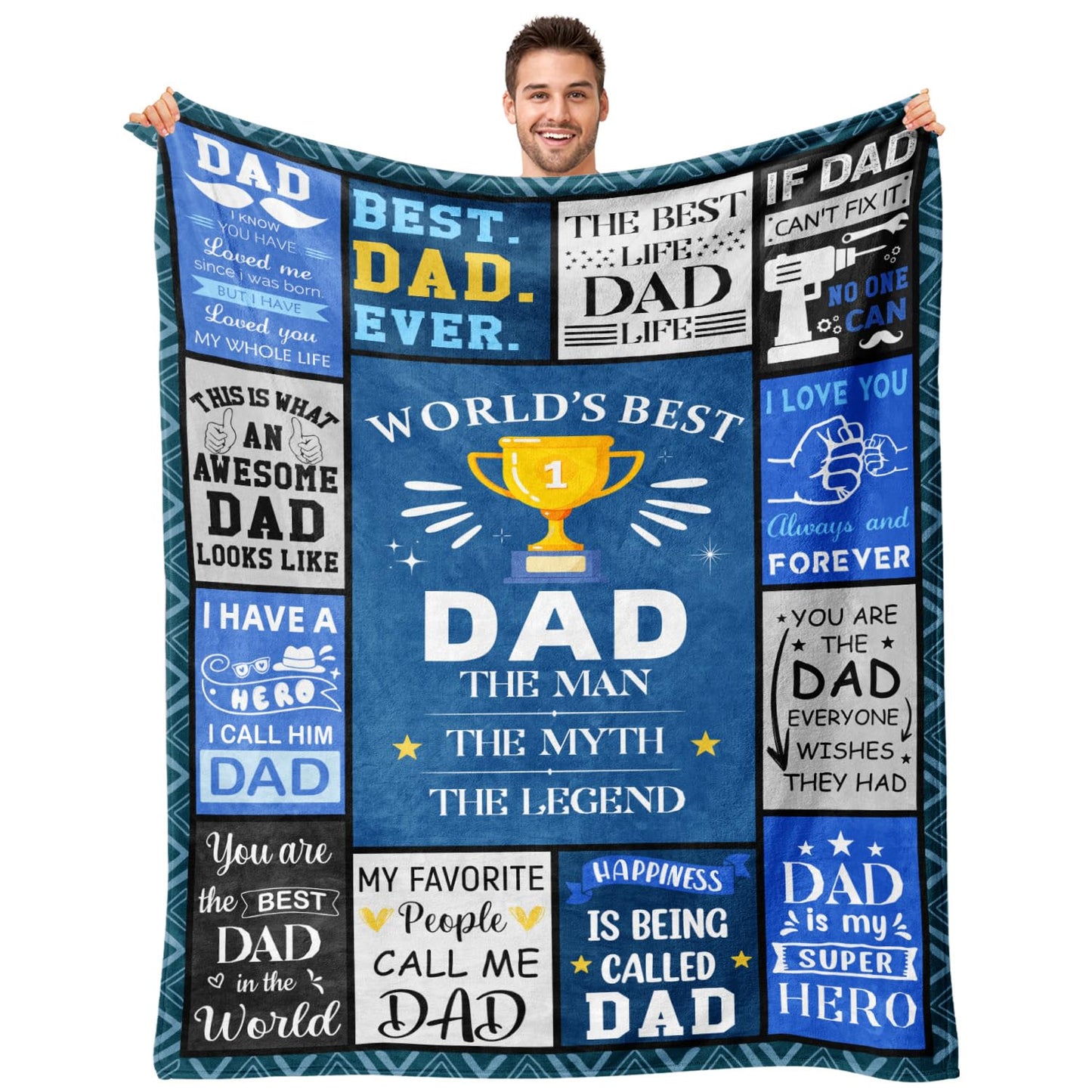 Fpoutiv Dads Birthday Gifts Ideas - Dads Gifts from Daughter Son - Christmas Valentines Fathers Day Birthday Presents for Dad - Presents for Father Who Wants Nothing - Best Dad Ever Blanket 50"x60"