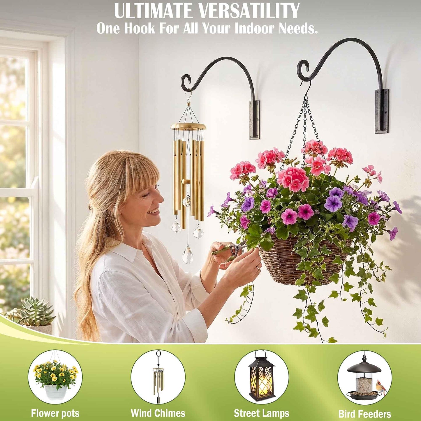 Lifyzoon Heavy Duty Plant Hanger Bracket (22"/Black) Outdoor Hand-Forged Hanging Plant Bracket Durable and Stable Bird Feeder Hanger"