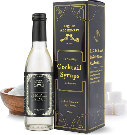 Liquid Alchemist Simple Syrup for Cocktails - Real Ingredients Make our Simple Sugar Syrup the Perfect Old Fashioned Mix - Our Drink Mix is Non-GMO Gluten Free & Vegan (12.7 oz)