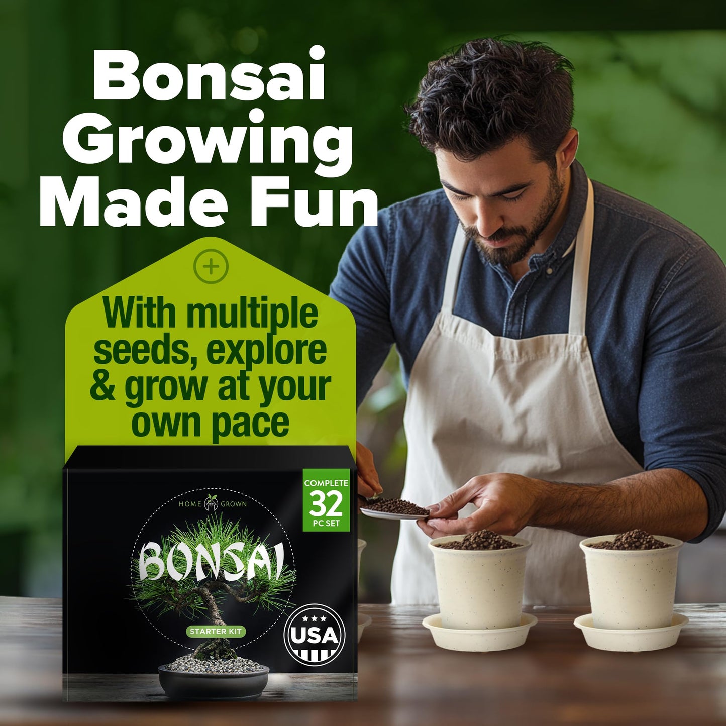 Bonsai Tree Kit - Gifts for Men & Women - Grow 4 Bonsai Trees - Unique Gardening Crafts for Adults, DIY Hobbies for Plant Lovers & Gardeners - Unusual Christmas Gift Ideas for Mom & Dad