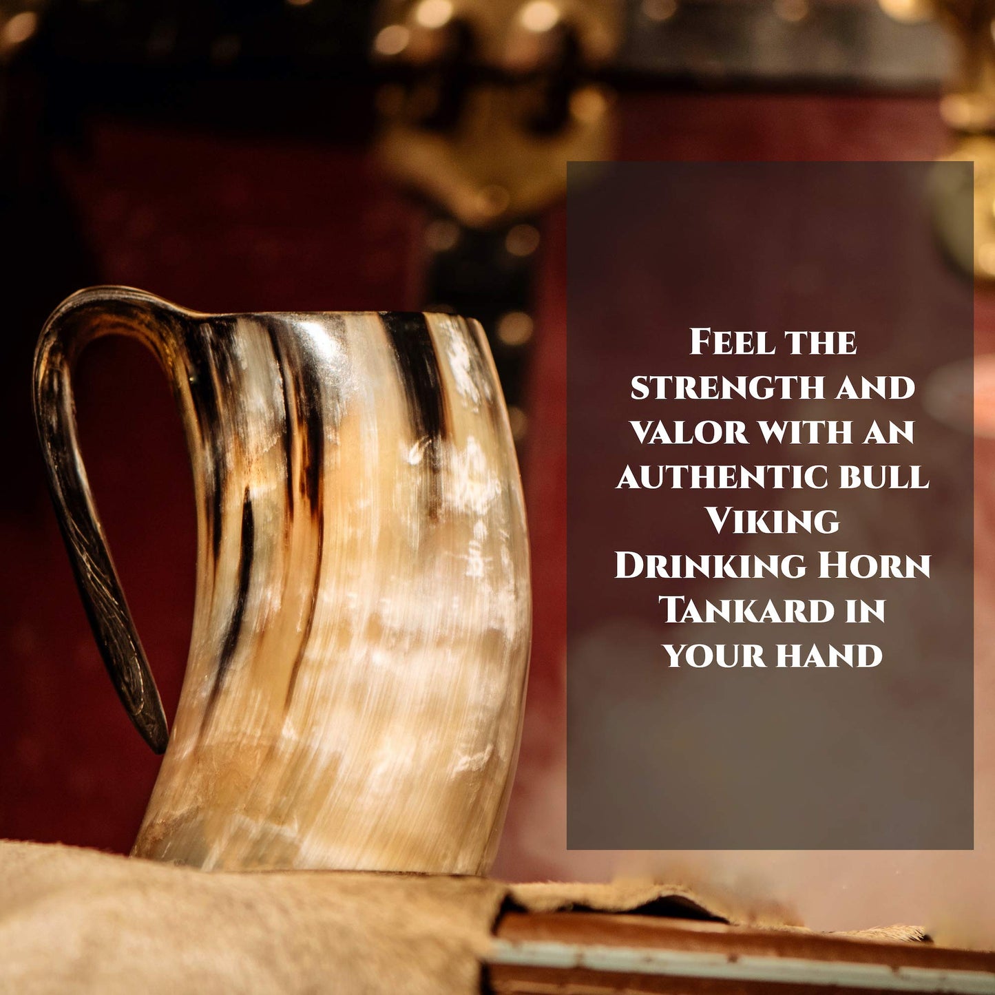 Trondebal Viking Drinking Horn Mug, 15-20 Oz Natural Ox Horn Cup & Cofee Stein | Cool Unique Gift for Men and Women, Home Decor Accessories | Shot Glasses for Beer, Ale, Whiskey, Mead
