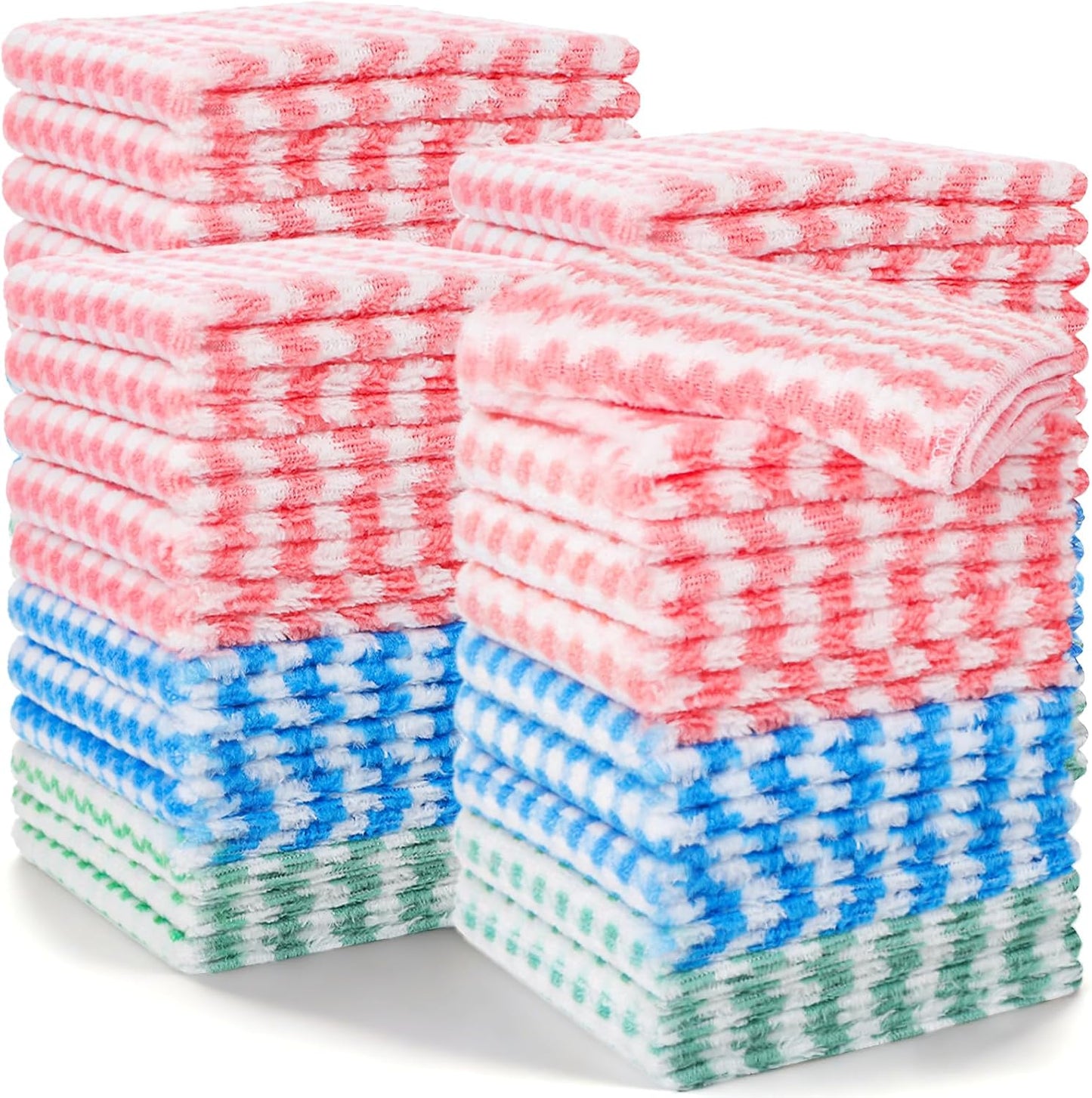 100 Pack Microfiber Cleaning Cloth, Soft Absorbent Rags 10" x 10" Kitchen Towels Double-Sided Wash Cloths for Home House Kitchen Dish Drying Washing Window Cleaning Supplies