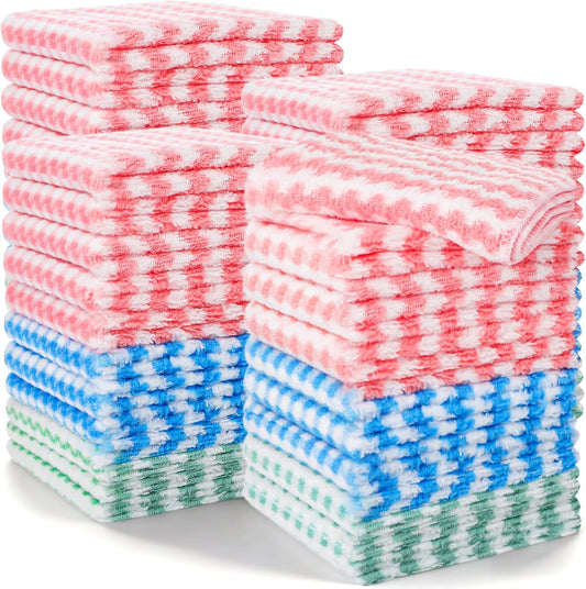 100 Pack Microfiber Cleaning Cloth, Soft Absorbent Rags 10" x 10" Kitchen Towels Double-Sided Wash Cloths for Home House Kitchen Dish Drying Washing Window Cleaning Supplies