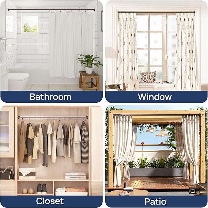 ENJOYBASICS 2 Pack Adjustable Spring Tension Curtain Rods 32 to 54 Inches, Stainless Steel Bronze Shower Rod No Drilling for Window, Bathroom, Closet, Room Divider, 7/8" Diameter