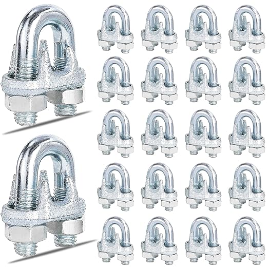 30PCS 5/16" M8 Zinc-Plated Wire Rope Clamps â Heavy Duty U-Bolt Cable Clips (Silver)