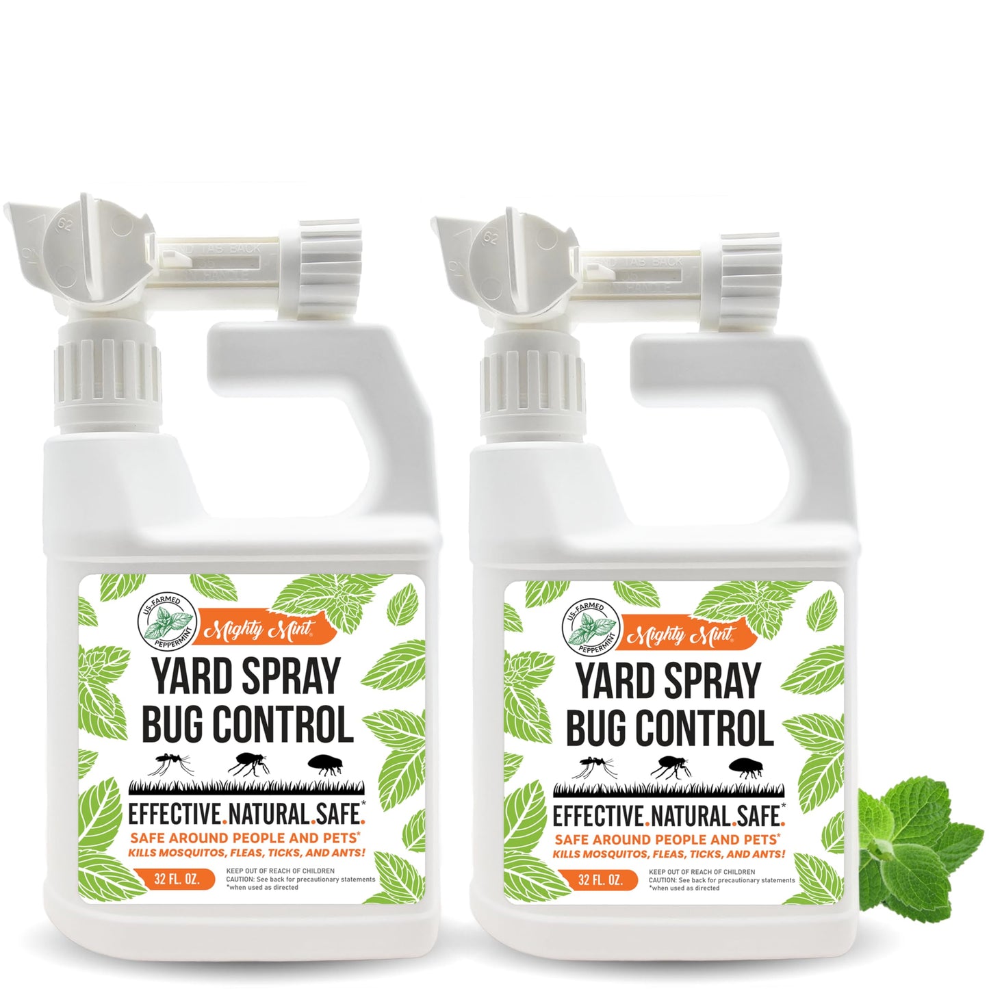 Mighty Mint Peppermint Oil Lawn & Yard Bug Control Spray â Natural Outdoor Pest Repellent for Fleas, Ticks, Mosquitoes, Ants, and More â Plant-Based, Extra-Strength Formula â 32 oz (Pack of 2)