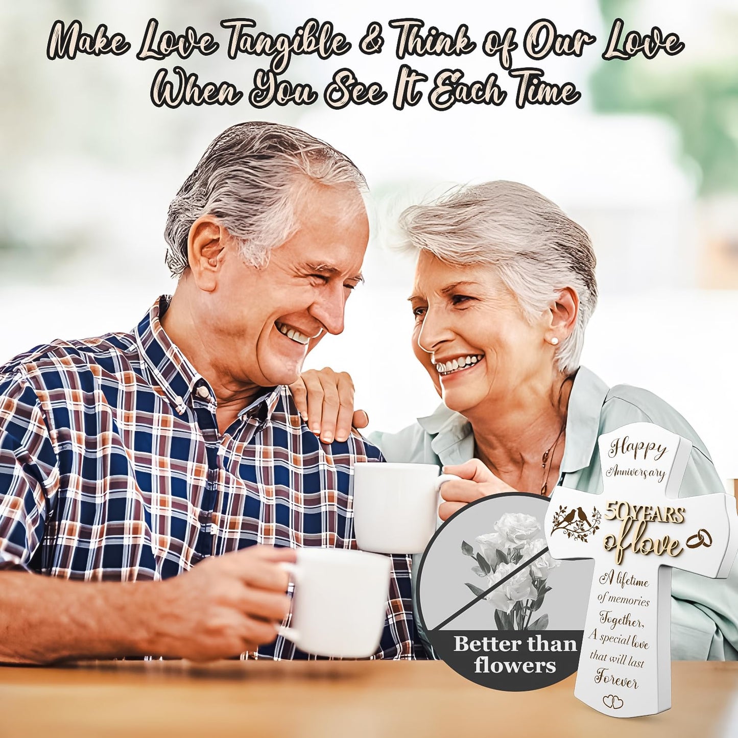 50th Anniversary Wedding Gifts for Wife Husband, Religious Cross Gifts for Women Men,50 Year Romantic Anniversary Marriage Gift for Her,Him,Couple,Parents,Friends,Wedding Anniversary Decorations