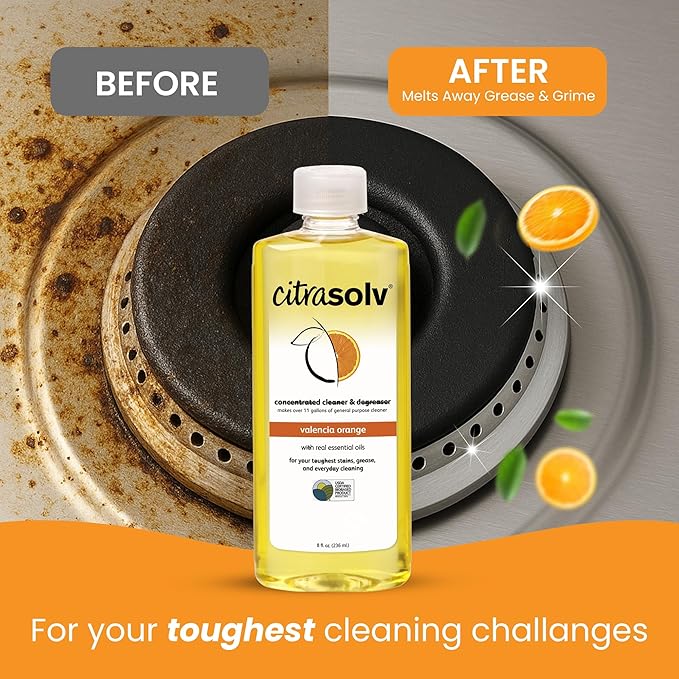 Citra Solv Concentrated Household Cleaner & Degreaser -Valencia Orange Scent 8 fl oz Safe, Effective, and Versatile Cleaning Solution, Natural Ingredients Non Toxic,Biodegradable, Made in USA (2)