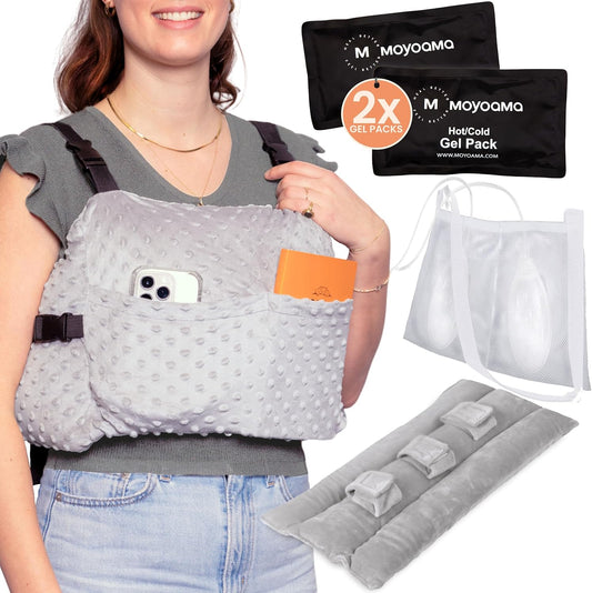MOYOAMA Post Mastectomy Pillow – Hands-Free Protection with Secure Strap & Easy-Clean Washable Cover Breast Surgery Must Haves,Breast Reduction Recovery Supplies,Breast Augmentation, Moonlight Grey