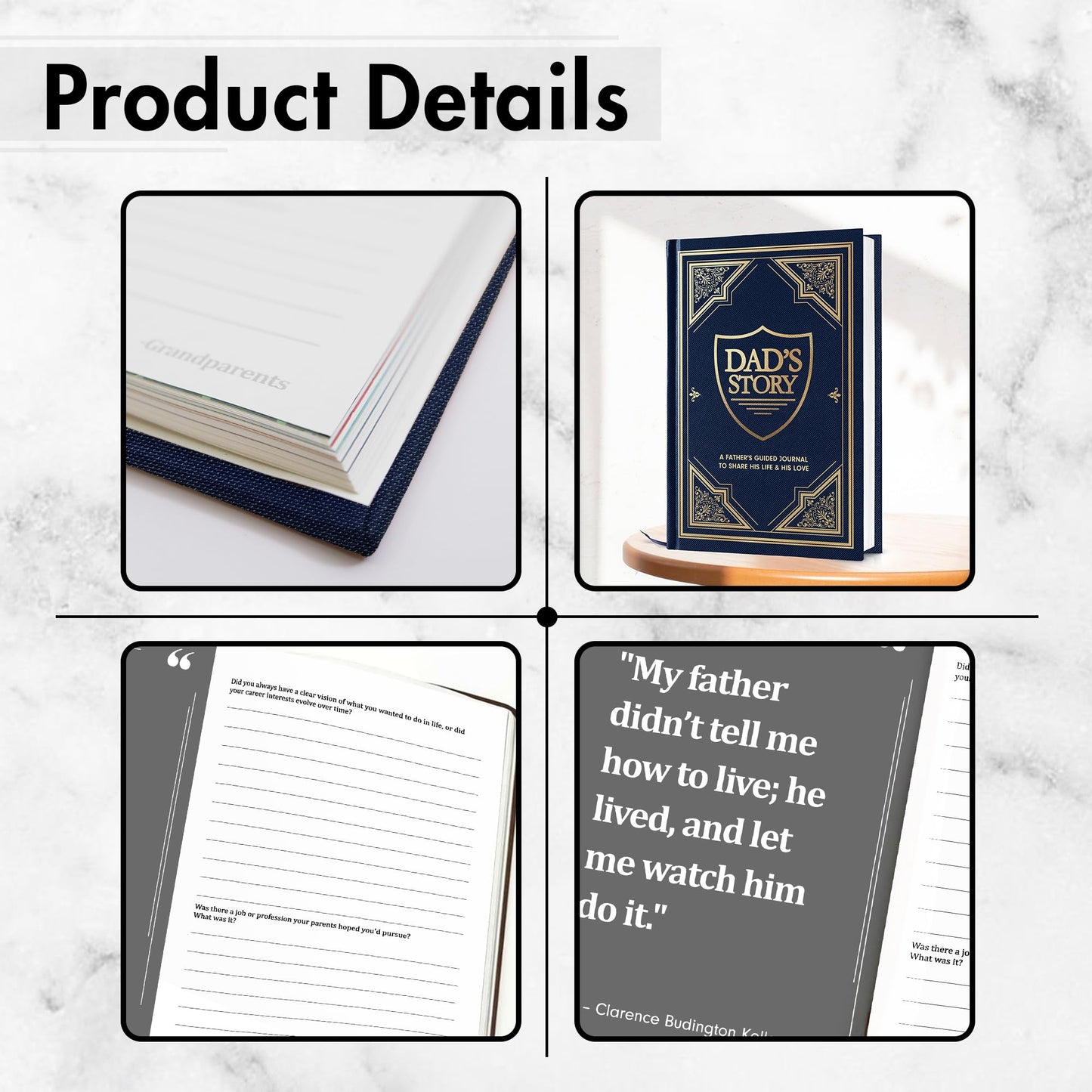 Gifts for Dad from Daughter, Son - Personalized Father's Day Gifts for dad, Men, Husband - Dads Birthday Gift Ideas, Birthday gifts for dads - Dad Story Book to Fill Out, Dad Guided Journal Life Story