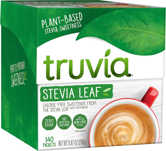 Truvia Calorie-Free Sweetener Stevia Leaf Packets, 140 Count (9.87 oz Carton)