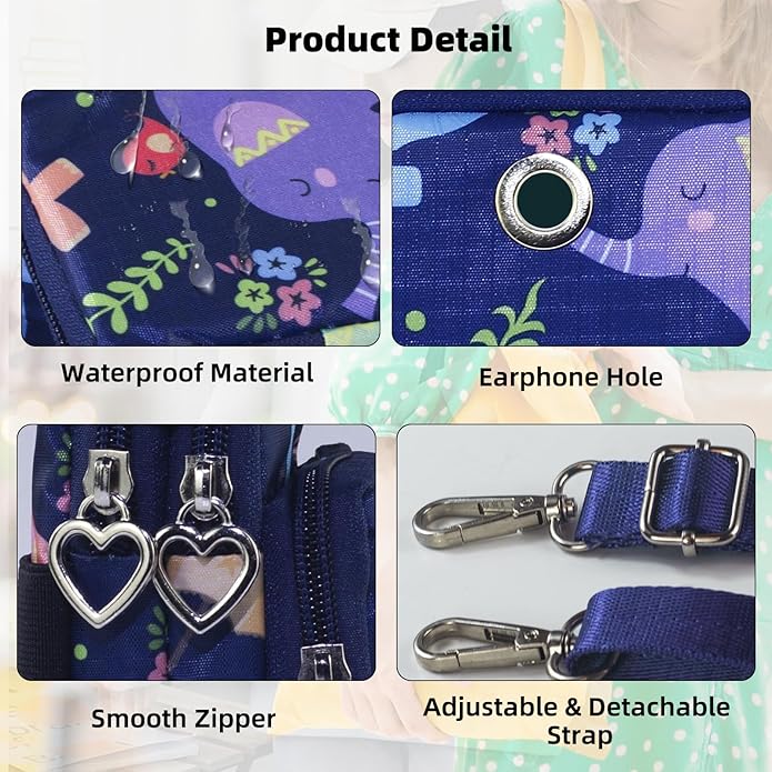 JANKS Small Crossbody Bag for Women - Mini Phone Purses with Crossbody Strap and Wallet - Nylon Arm Bag