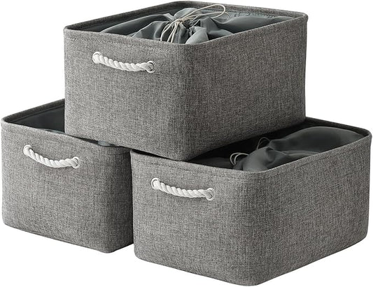 TheWarmHome Fabric Storage Bins Baskets for Organizing, Large Sturdy Storage Basket W/Handles, Decorative Foldable Storage Baskets for Shelves Closet Nursery Toy (X Large - 3 Pack 17.7LÃ13.8WÃ9.8H)