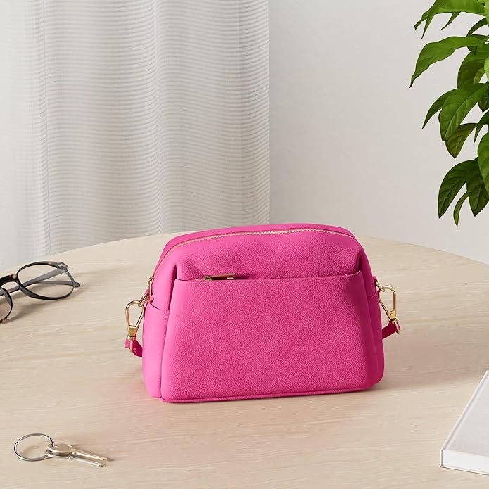 FashionPuzzle Triple Zip Small Crossbody Bag