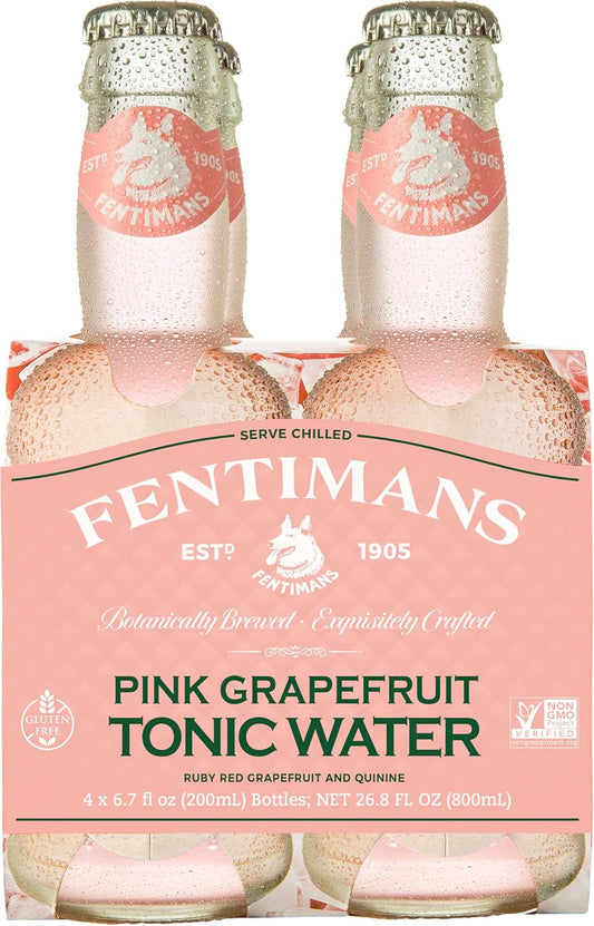 Fentimans Sparkling Pink Grapefruit Tonic Water - Grapefruit Sparkling Water, Craft Soda, Mixer with Natural Ingredients, Botanically Brewed - 6.7 Fl Oz (Pack of 4)