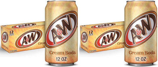 A&W Cream Soda, 12 fl. oz. Cans, 12 Pack (Pack of 2)