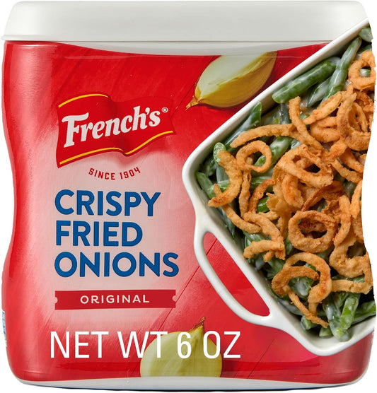 French's Crispy Fried Onions, Original, Made with Real Onions, No Artificial Flavors, Sprinkle on Salads, Potatoes, Chicken, Burgers, Green Bean Casserole, 6 oz
