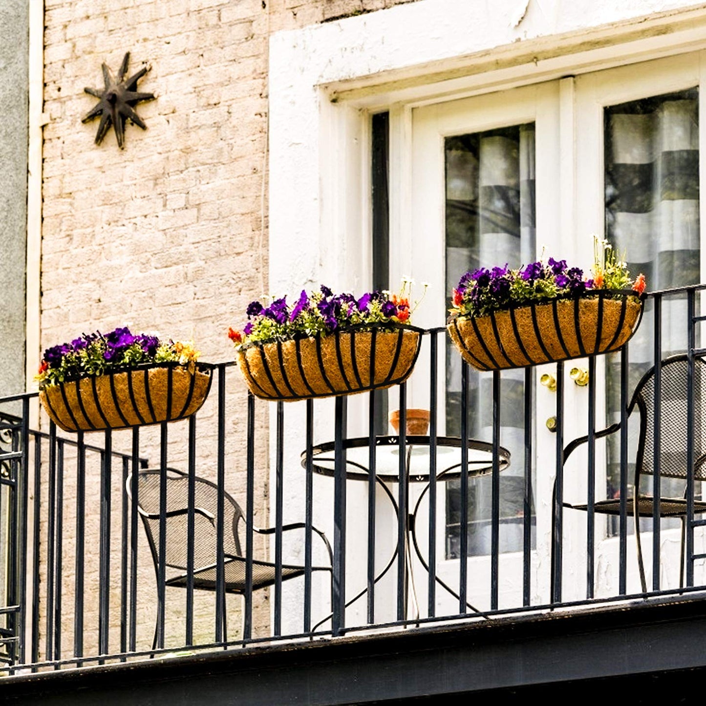 Sekcen Railing Planter Window Box Deck Balcony Rail Planter 24 Inch for Porch Fence Patio Outdoor 4 Pack