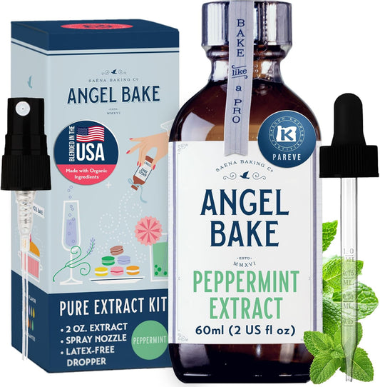 Pure Peppermint Extract for Baking and Mixology - 100 Servings Culinary Aromatics, Kosher, Keto Friendly, Vegan, Gluten-Free for Cooking, Desserts, Beverages (2 Oz Extract with Latex-Free Dropper & Spritzer)