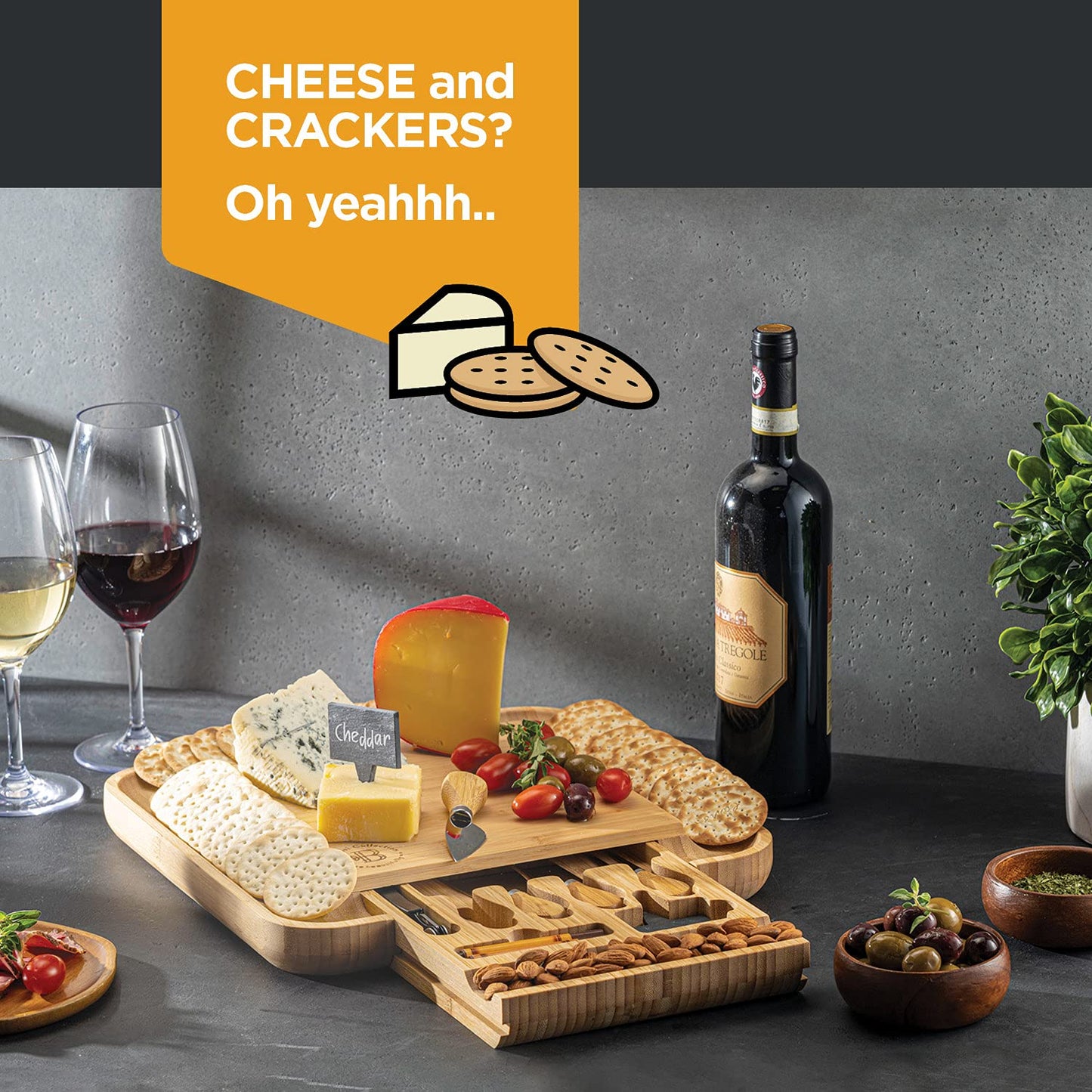 Charcuterie Board Gift Set - Bamboo Cheese Board and Knife Set - Housewarming Gifts for New Home, Wedding Gifts for Couples 2025, Bridal Shower Gifts, Birthday Gifts for Women