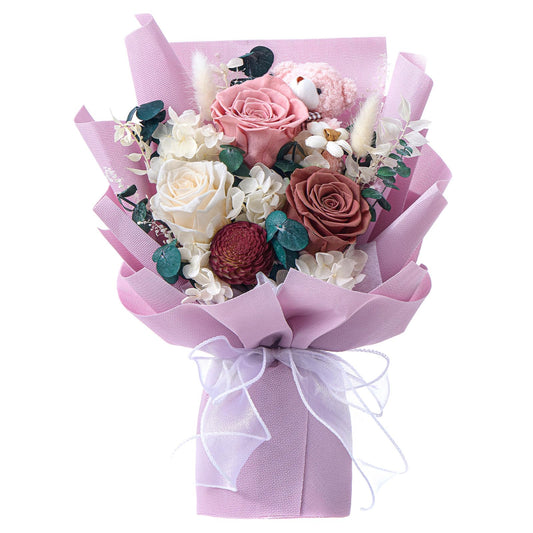 Polylove Forever Flower Bouquet Flowers for Delivery Prime Preserved Roses with Bear Gift Box for Wife Women Mother Day Anniversary Birthday