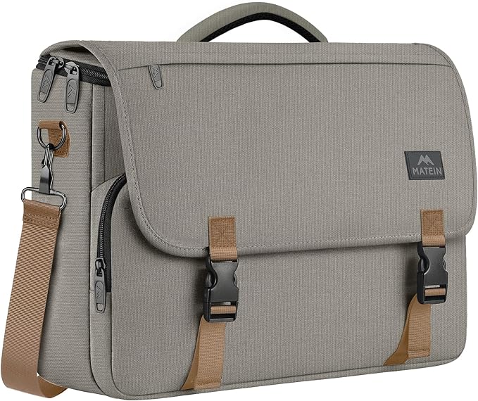 MATEIN Messenger Bag for Men, Briefcases Lightweight Men's Laptop Bag 15.6 inch Water Resistant Crossbody Satchel Computer Work Office Case with Shoulder Strap, Brown
