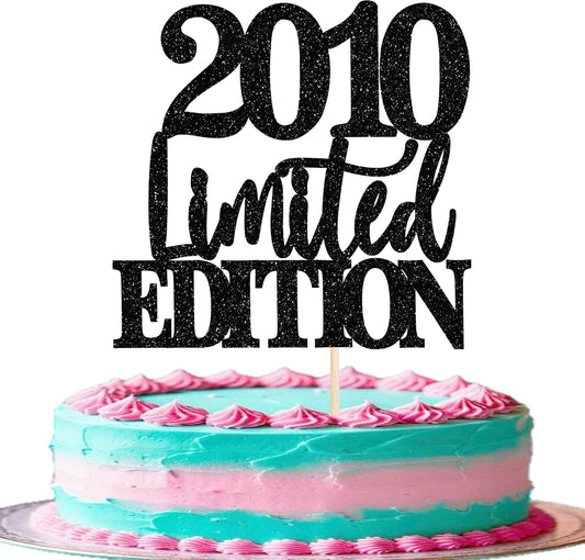 Rsstarxi 1 Pack 16th Birthday Cake Topper Limited EDITION 2010 Cake Decorations 16th Birthday Decorations for Boys Girls Cheers to 16 Years Old Anniversary Party Decoratons Black