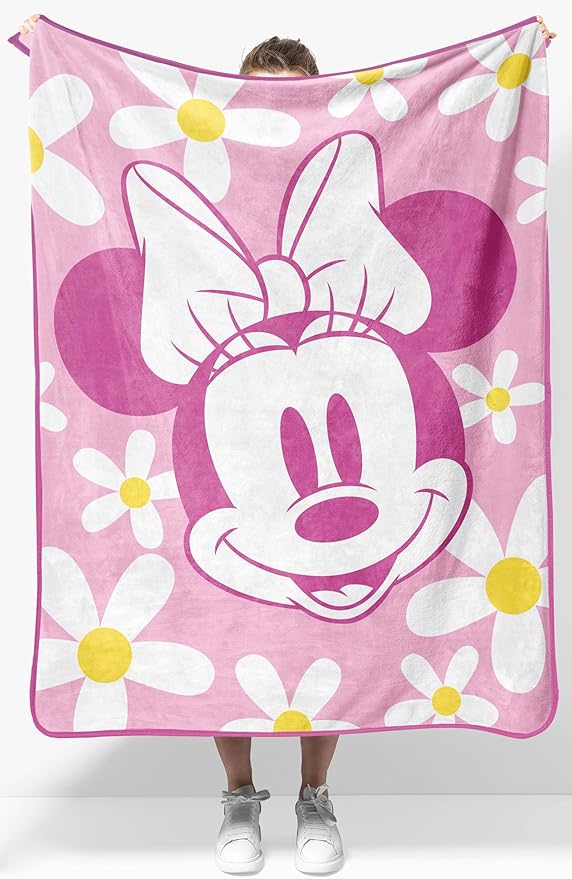 Jay Franco Kids Plush Throw Blanket â Soft & Cozy Fleece Throw for Bedroom & Couch DÃ©cor, Official Licensed Product, Pink - Minnie Mouse, 40x50 - Travel Blanket
