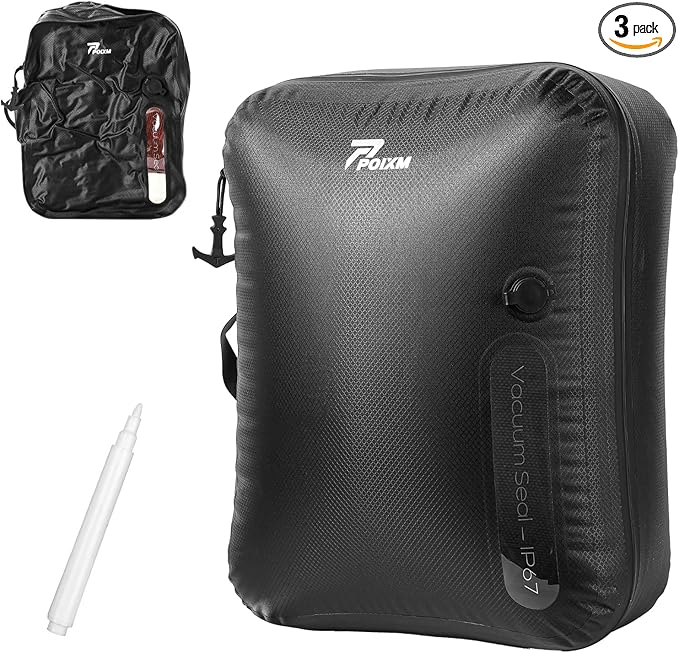 Vacuum Bags for Travel with Wireless Pump, 180Â° Open Zipper, IP67 Waterproof, Reusable Space Saver Compression Bags for Backpack, Suitcase, Home Storage(1 Pack)