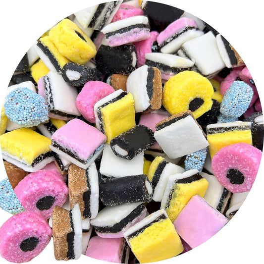 English Licorice Allsorts Candy, 5 Pound Bag, Soft Retro Candy Assortment, Bulk Licorice Candy Mix for Parties, Events, and Gifts, Classic English Sweets