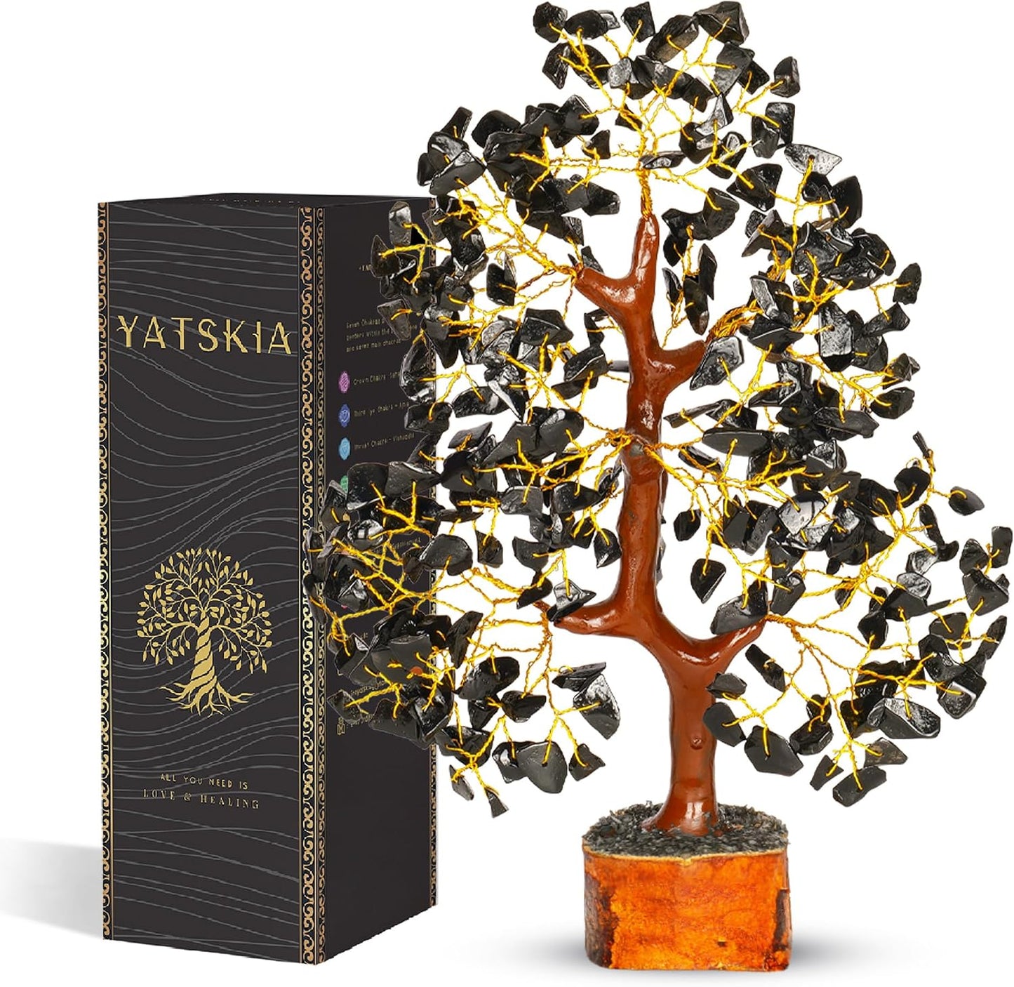 YATSKIA Black Tourmaline Crystal Tree of Life - Money Tree - Birthday Gifts for Women - Chakra Crystals and Stones - Positive Energy Gifts