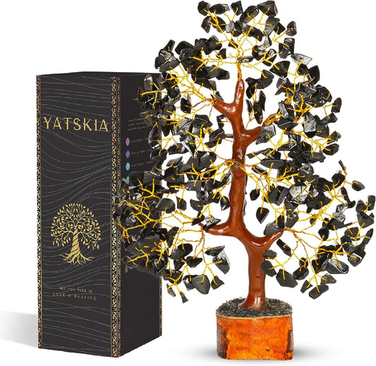 YATSKIA Black Tourmaline Crystal Tree of Life - Money Tree - Birthday Gifts for Women - Chakra Crystals and Stones - Positive Energy Gifts