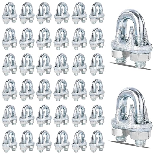 120PCS 5/16" M8 Zinc-Plated Wire Rope Clamps â Heavy Duty U-Bolt Cable Clips (Silver)