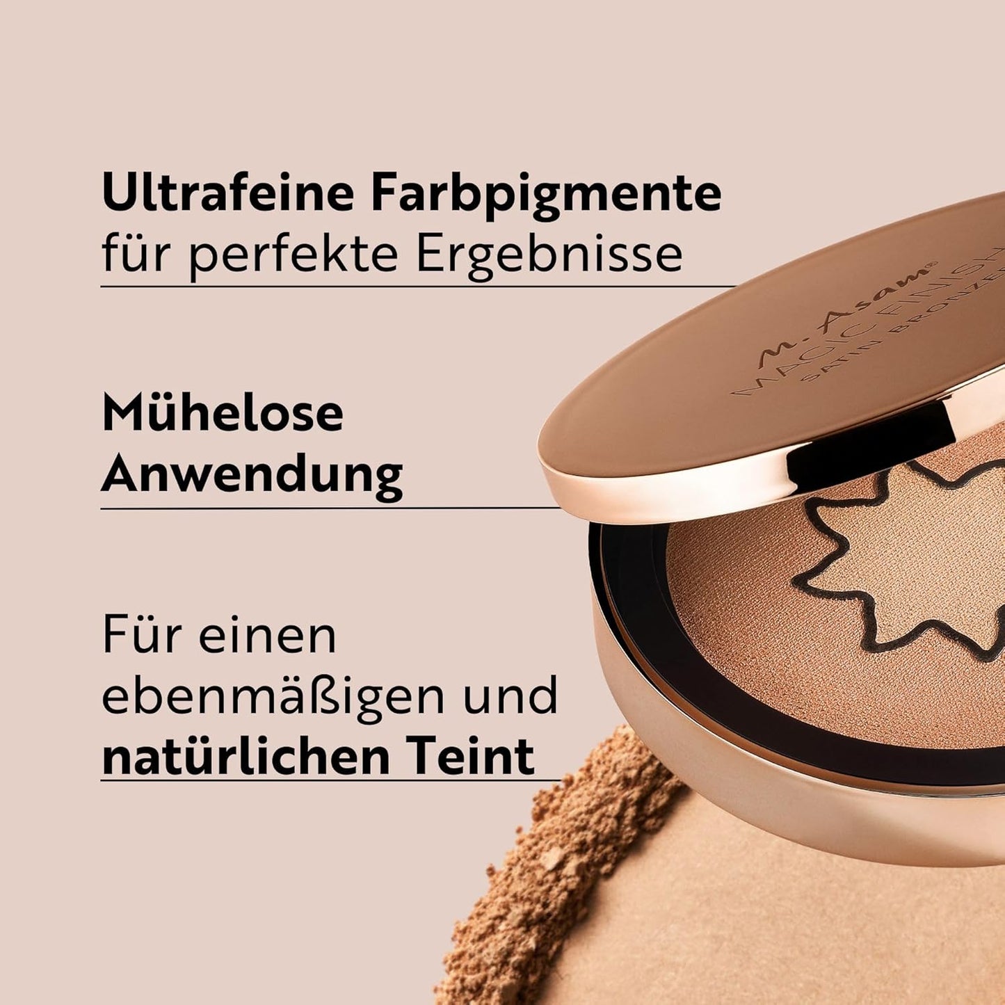M. Asam MAGIC FINISH Satin Bronzer Gold & Hazel (0.22 oz) - 4-in-1 Bronzer Powder, Satin-Touch Texture, Creamy-Soft with Ultra-Fine Color Pigments, Vegan & Silicone-Free