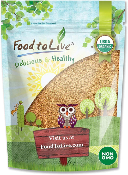 Food to Live Organic Yellow Mustard Seeds, 1 Pound Non-GMO, Whole Dried Spice, Vegan, Kosher, Bulk, Spicy, Pungent Flavor. High in Selenium, Fiber for Pickling, Homemade Dips, Dressings, Marinades