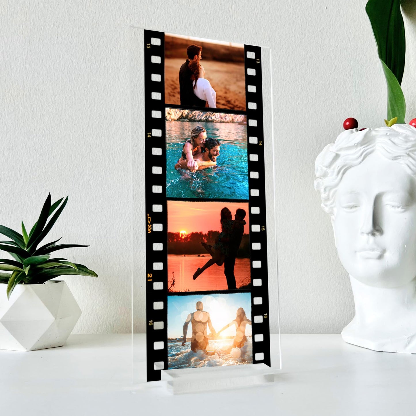 SAME DAY SHIP Retro Photo Film Roll Memory Film Plaque with Stand - Custom Photo Print Gift for Bestie Keepsake Gift for Anniversary Sister Gift Couples Gift Wife Gifts