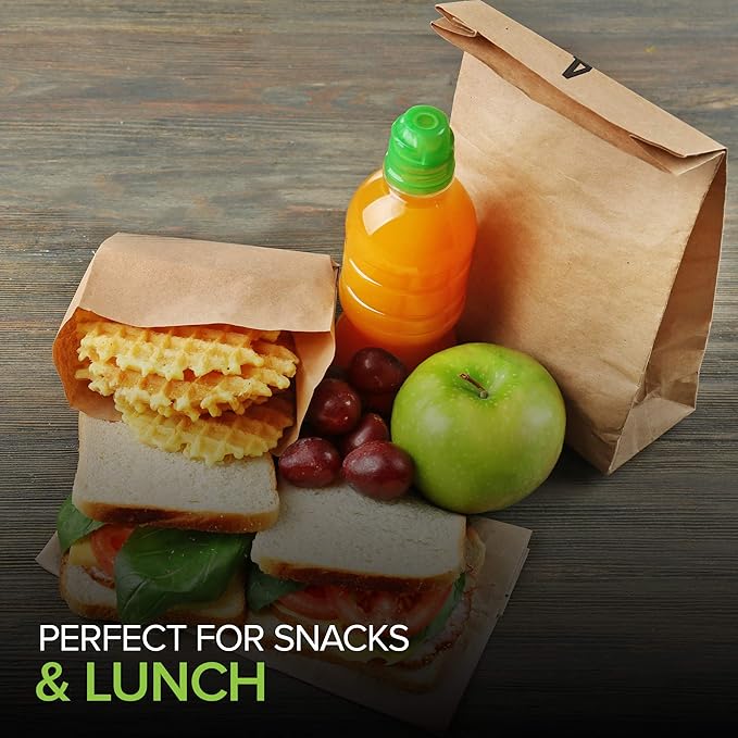Stock Your Home 4 Lb Kraft Brown Paper Lunch Bags (500 Count) - Bulk Disposable Lunch Sacks, Small Size Blank Bag for Kids, Good for a Snack, Sandwich, Grocery Food, and Arts & Crafts Projects