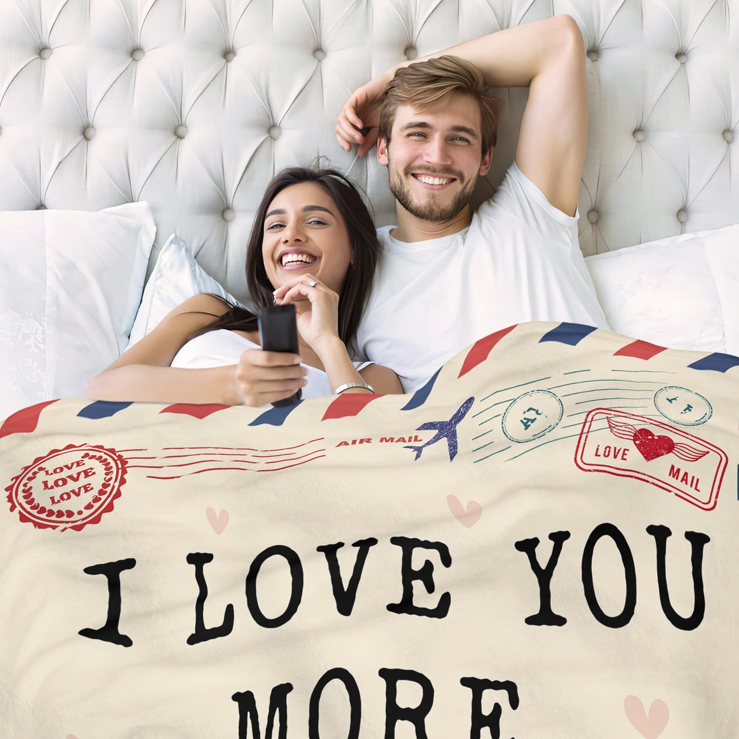 WRAPIX Anniversary Wedding Gifts for Women - I Love You More Soft Fleece Throw Blanket 50x60 in - Birthday Gifts for Girlfriend Boyfriend Him Her, Wife Husband Gift Ideas, Couple Blanket