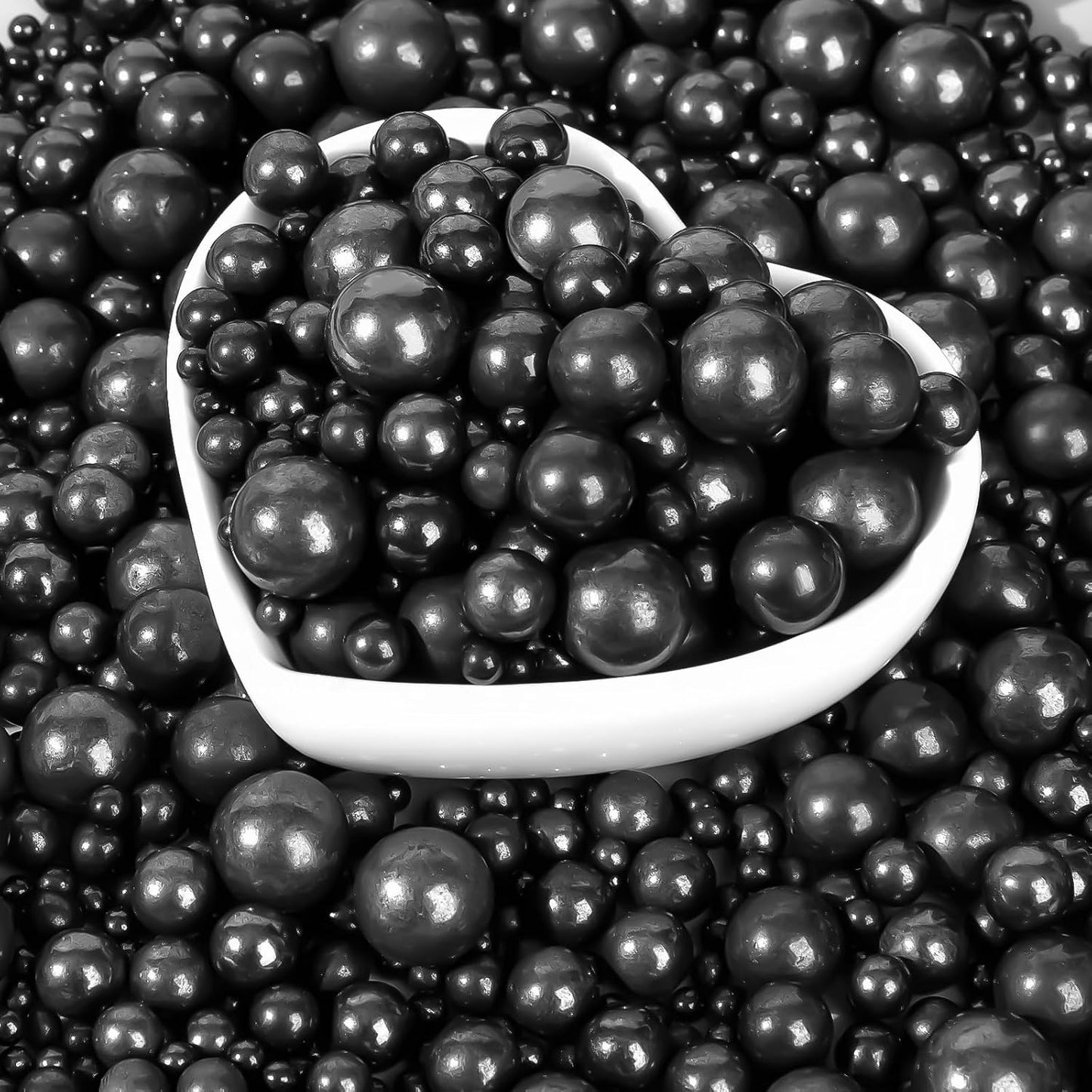 Black Pearls Sprinkles,Edible Pearl Sugar Sprinkle for Cake Decorating,130g Mix Size,Baking Cake Decorations Candy,Cupcake Toppers,Cookie Decorating Donuts Ice Cream Toppings,Wedding Holiday Birthday Party Supplies