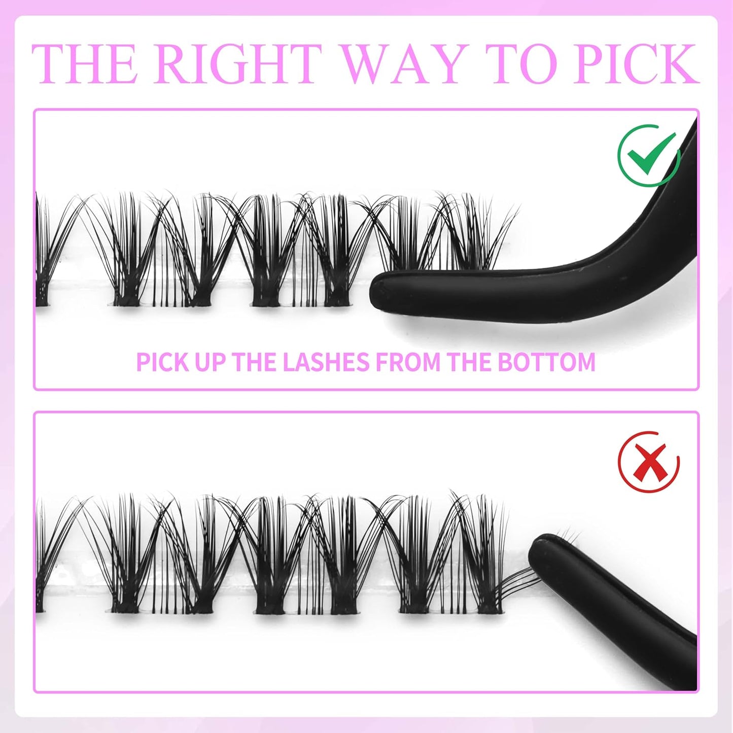 VEYESBEAUTY Lash Clusters Kit Eyelash Extensions Thin & Invisible Band DIY Individual False Eyelashes Newbie's Five-Second Series Lash Tray for Self-application, Whisper Lash 8-16mm Mixed Length