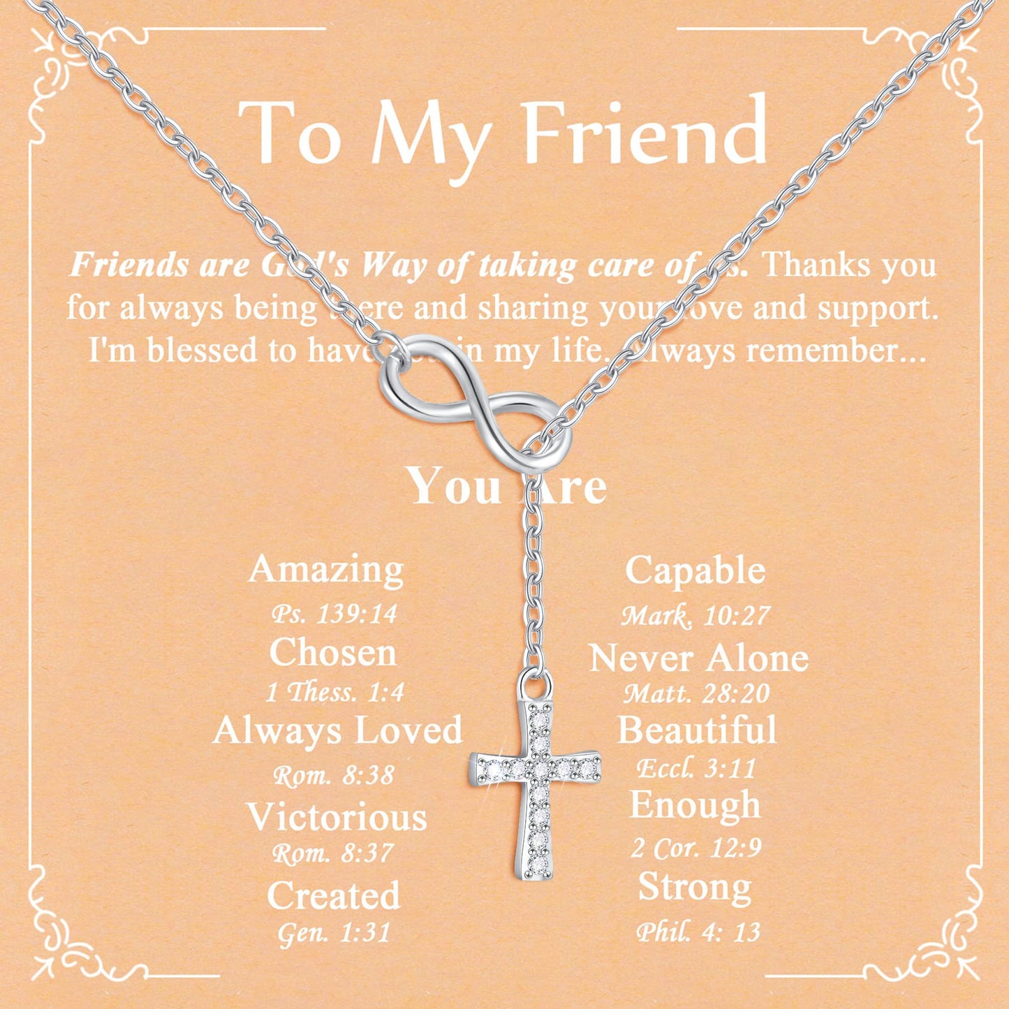 Myfresty Best Friend Birthday Gifts for Confirmation Baptism Easter, 925 Sterling Silver Small Dainty Infinity Cross Necklace BFF Bestie, Religious Christian Gift for Women Faith