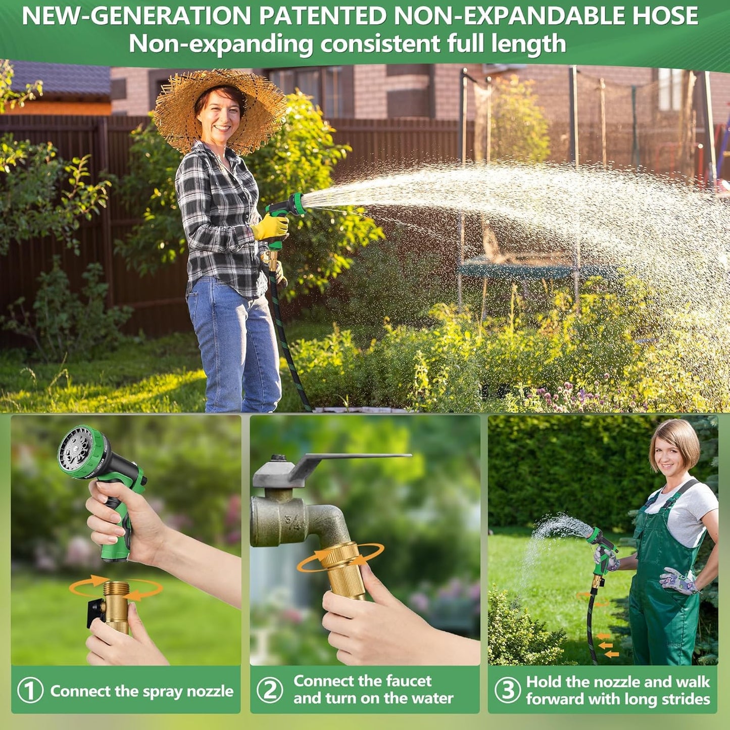 75 ft Garden Hose, Flexible Ultra Lightweight Durable Garden Hose, Kink-Free Water Hose with 10 Function Sprayer - Non-Shrinking Garden Hoses, Easy to Store,All-Weather, Car Washing Pipe Garden Hoses
