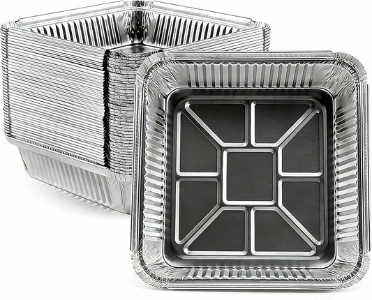 Aluminum Pans 8x8 inch-50 Pack Disposable Foil Pans, Square Aluminum Baking Cake Pans,Roasting Trays Disposable Food Containers Great for for Baking, Cooking, Heating, Storing, Prepping Food