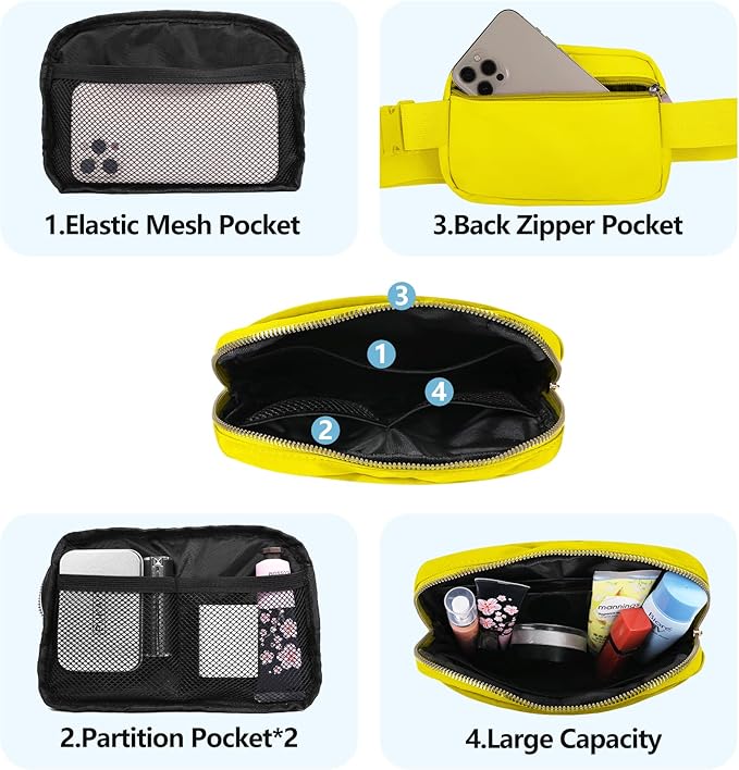 VOROLO Fanny Pack For Women And Men Crossbody Bag Belt Bag with Adjustable Strap Graduation Gifts Yellow